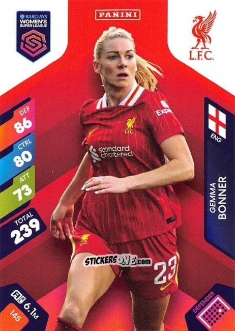 Cromo Gemma Bonner - Barclays Women’s Super League 2025. Adrenalyn XL
 n. 145 - Panini
