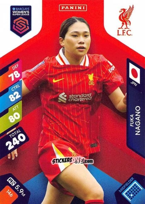 Sticker Fūka Nagano - Barclays Women’s Super League 2025. Adrenalyn XL
 n. 146 - Panini