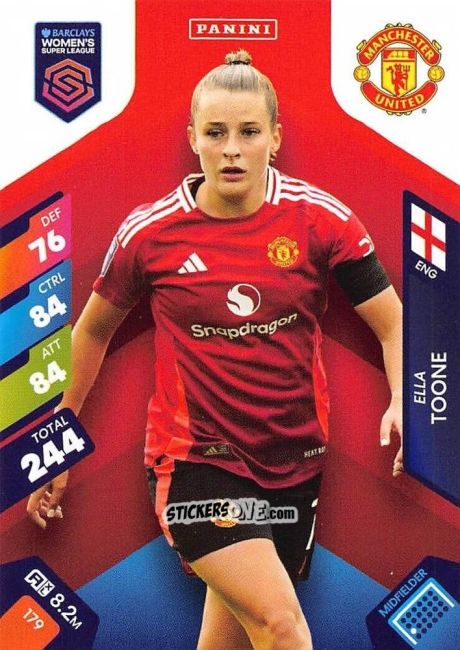 Figurina Ella Toone - Barclays Women’s Super League 2025. Adrenalyn XL
 n. 179 - Panini