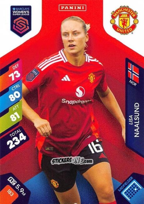 Sticker Lisa Naalsund - Barclays Women’s Super League 2025. Adrenalyn XL
 n. 183 - Panini