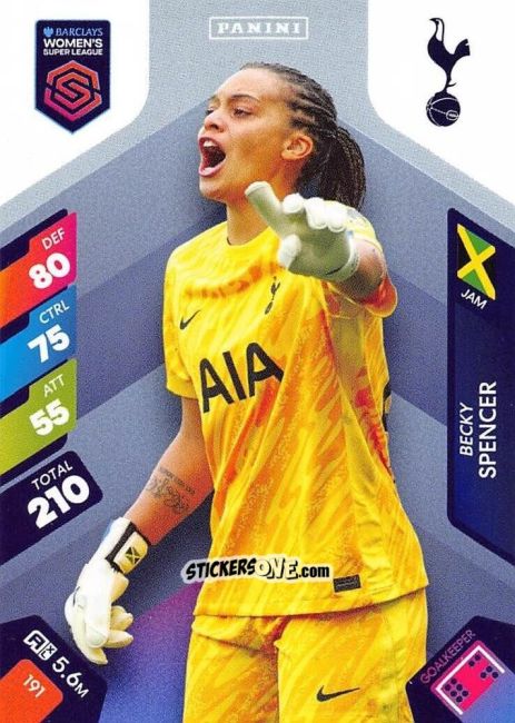 Figurina Rebecca Spencer - Barclays Women’s Super League 2025. Adrenalyn XL
 n. 191 - Panini