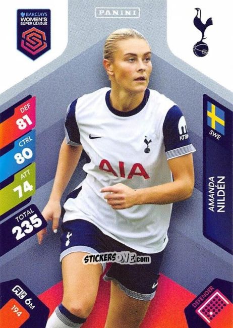 Figurina Amanda Nildén - Barclays Women’s Super League 2025. Adrenalyn XL
 n. 194 - Panini