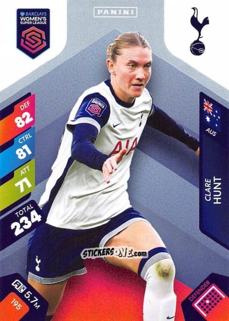 Sticker Clare Hunt - Barclays Women’s Super League 2025. Adrenalyn XL
 n. 195 - Panini