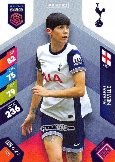 Cromo Ashleigh Neville - Barclays Women’s Super League 2025. Adrenalyn XL
 n. 196 - Panini