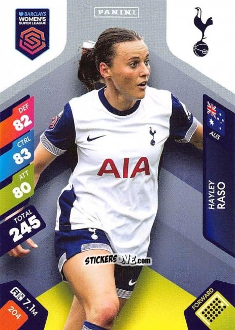 Figurina Hayley Raso - Barclays Women’s Super League 2025. Adrenalyn XL
 n. 204 - Panini