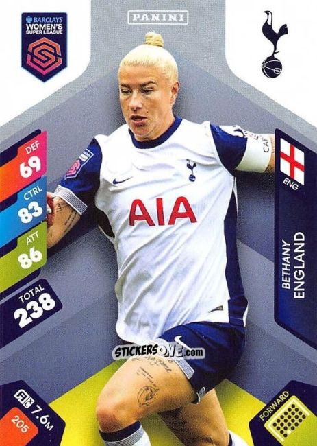 Figurina Bethany England - Barclays Women’s Super League 2025. Adrenalyn XL
 n. 205 - Panini
