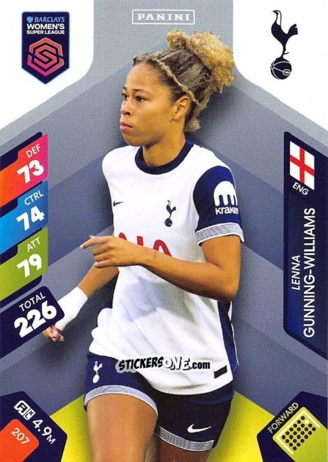 Sticker Lenna Gunning-Williams - Barclays Women’s Super League 2025. Adrenalyn XL
 n. 207 - Panini