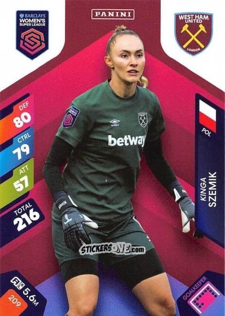 Figurina Kinga Szemik - Barclays Women’s Super League 2025. Adrenalyn XL
 n. 209 - Panini