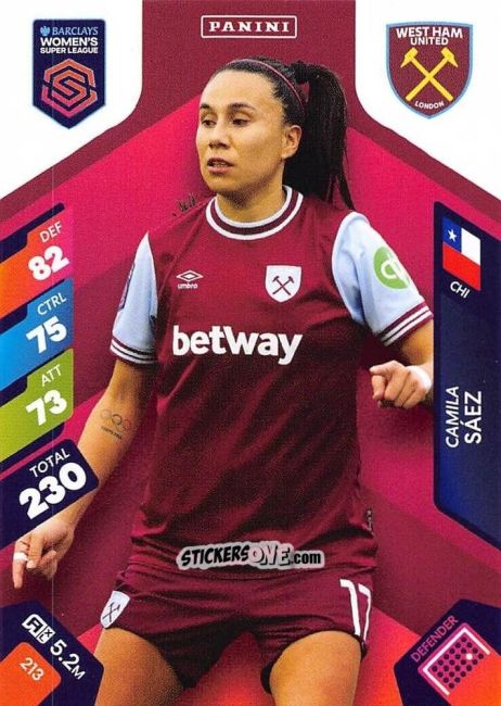Figurina Camila Sáez - Barclays Women’s Super League 2025. Adrenalyn XL
 n. 213 - Panini
