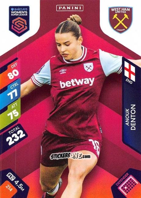 Cromo Anouk Denton - Barclays Women’s Super League 2025. Adrenalyn XL
 n. 214 - Panini