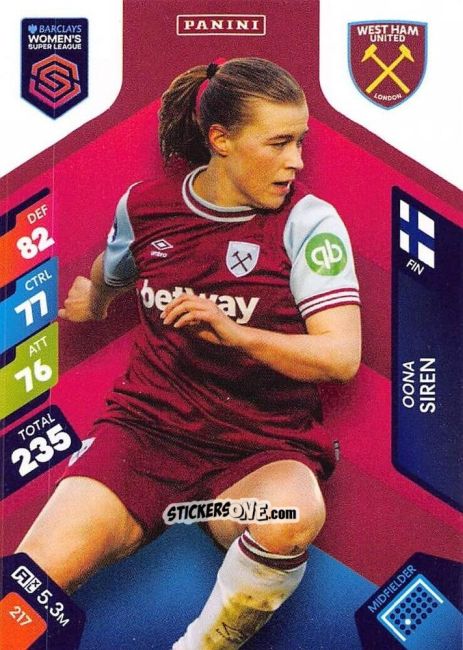 Figurina Oona Siren - Barclays Women’s Super League 2025. Adrenalyn XL
 n. 217 - Panini