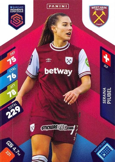 Figurina Seraina Piubel - Barclays Women’s Super League 2025. Adrenalyn XL
 n. 221 - Panini