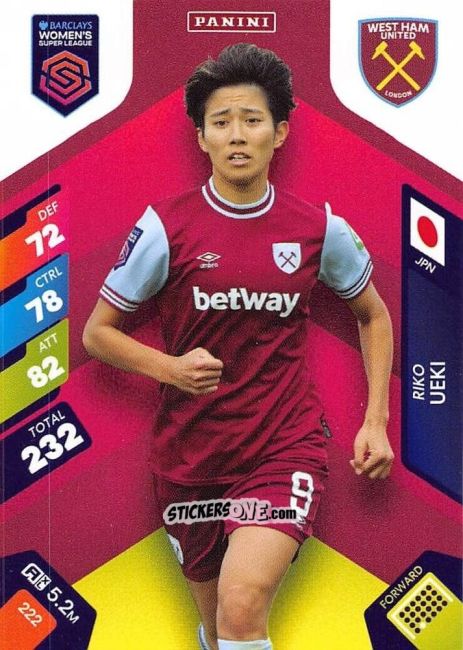 Cromo Riko Ueki - Barclays Women’s Super League 2025. Adrenalyn XL
 n. 222 - Panini