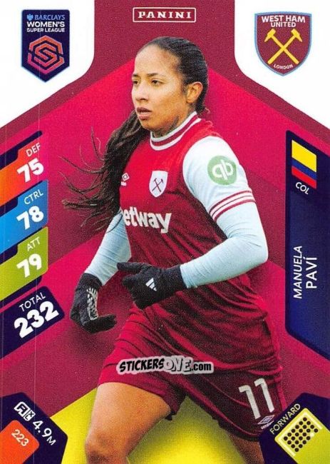 Cromo Manuela Paví - Barclays Women’s Super League 2025. Adrenalyn XL
 n. 223 - Panini