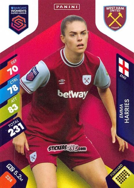 Cromo Emma Harries - Barclays Women’s Super League 2025. Adrenalyn XL
 n. 224 - Panini