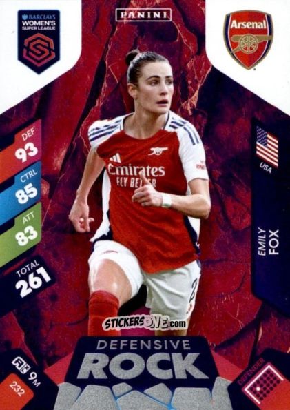 Cromo Emily Fox - Barclays Women’s Super League 2025. Adrenalyn XL
 n. 232 - Panini