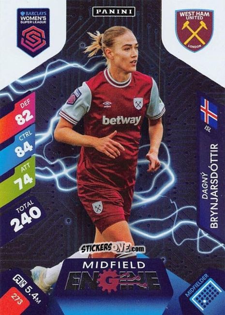 Cromo Dagný Brynjarsdóttir - Barclays Women’s Super League 2025. Adrenalyn XL
 n. 273 - Panini