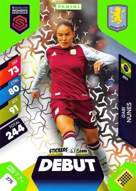 Figurina Gabi Nunes - Barclays Women’s Super League 2025. Adrenalyn XL
 n. 275 - Panini