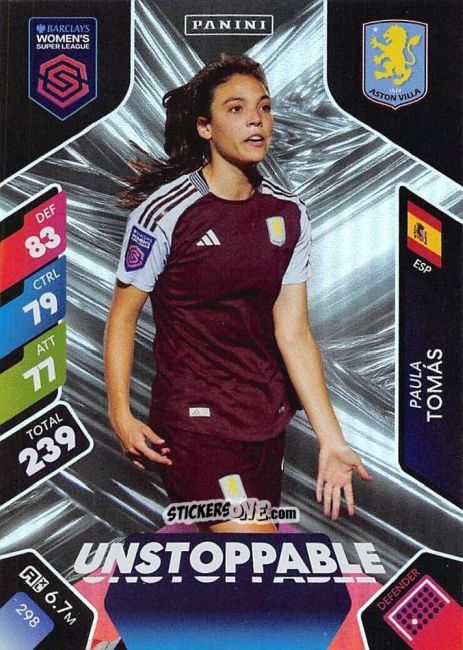 Sticker Paula Tomás - Barclays Women’s Super League 2025. Adrenalyn XL
 n. 298 - Panini