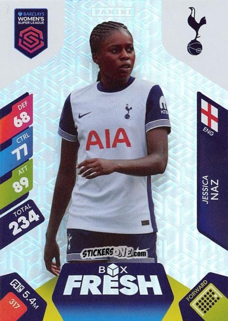 Figurina Jessica Naz - Barclays Women’s Super League 2025. Adrenalyn XL
 n. 317 - Panini