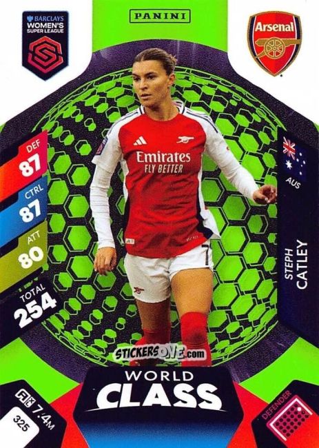 Figurina Steph Catley - Barclays Women’s Super League 2025. Adrenalyn XL
 n. 325 - Panini