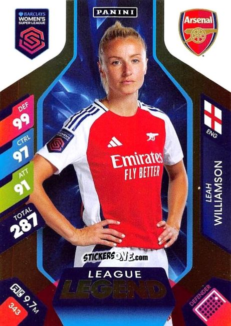 Figurina Leah Williamson - Barclays Women’s Super League 2025. Adrenalyn XL
 n. 343 - Panini