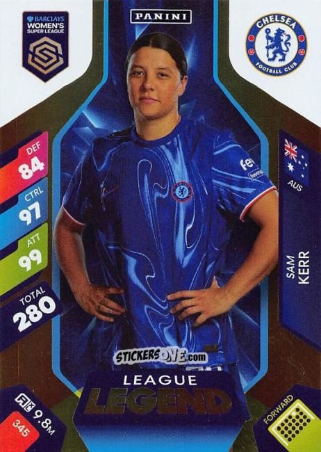 Figurina Sam Kerr - Barclays Women’s Super League 2025. Adrenalyn XL
 n. 345 - Panini