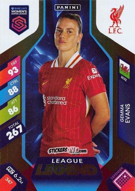 Cromo Gemma Evans - Barclays Women’s Super League 2025. Adrenalyn XL
 n. 347 - Panini