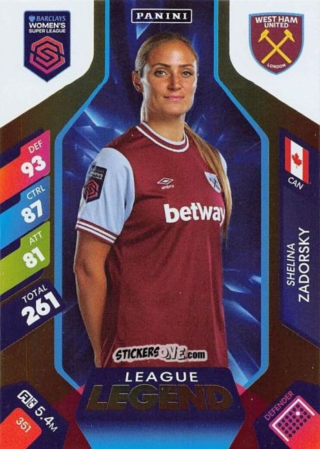 Cromo Shelina Zadorsky - Barclays Women’s Super League 2025. Adrenalyn XL
 n. 351 - Panini