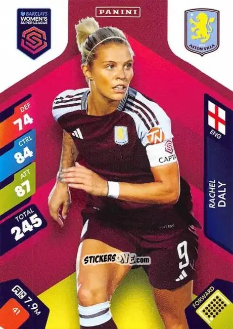 Figurina Rachel Daly - Barclays Women’s Super League 2025. Adrenalyn XL
 n. 41 - Panini