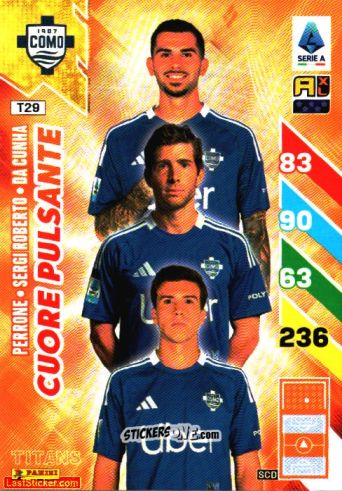 Sticker Máximo Perrone / Sergi Roberto / Lucas Da Cunha - Calciatori 2024-2025. Adrenalyn XL TITANS
 n. T29 - Panini