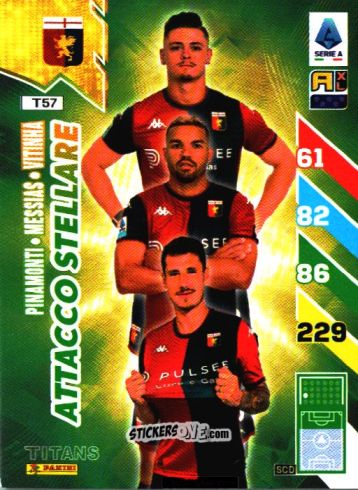 Cromo Andrea Pinamonti / Junior Messias / Vitinha - Calciatori 2024-2025. Adrenalyn XL TITANS
 n. T57 - Panini