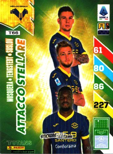 Sticker Daniel Mosquera / Casper Tengstedt / Tomáš Suslov - Calciatori 2024-2025. Adrenalyn XL TITANS
 n. T66 - Panini