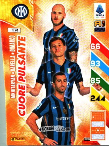 Figurina Henrikh Mkhitaryan / Nicolò Barella / Federico Dimarco - Calciatori 2024-2025. Adrenalyn XL TITANS
 n. T74 - Panini