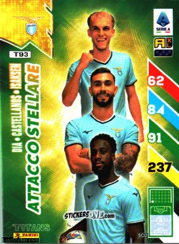 Sticker Boulaye Dia / Taty Castellanos / Gustav Isaksen - Calciatori 2024-2025. Adrenalyn XL TITANS
 n. T93 - Panini