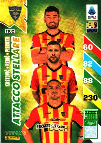 Figurina Nikola Krstović / Ante Rebić / Santiago Pierotti - Calciatori 2024-2025. Adrenalyn XL TITANS
 n. T102 - Panini