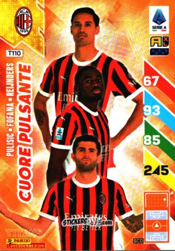 Cromo Christian Pulisic / Youssouf Fofana / Tijjani Reijnders - Calciatori 2024-2025. Adrenalyn XL TITANS
 n. T110 - Panini