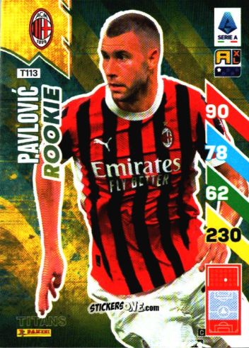 Sticker Strahinja Pavlović - Calciatori 2024-2025. Adrenalyn XL TITANS
 n. T113 - Panini