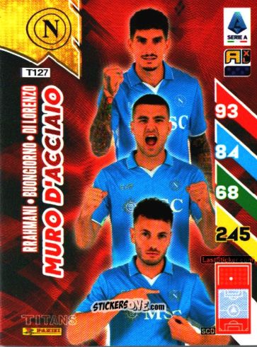 Sticker Amir Rrahmani / Alessandro Buongiorno / Giovanni Di Lorenzo - Calciatori 2024-2025. Adrenalyn XL TITANS
 n. T127 - Panini