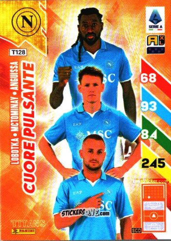 Figurina Stanislav Lobotka / Scott McTominay / André-Frank Zambo Anguissa - Calciatori 2024-2025. Adrenalyn XL TITANS
 n. T128 - Panini
