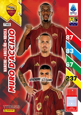 Sticker Gianluca Mancini / Angeliño / Evan Ndicka - Calciatori 2024-2025. Adrenalyn XL TITANS
 n. T145 - Panini