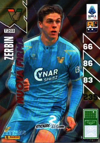 Sticker Alessio Zerbin - Calciatori 2024-2025. Adrenalyn XL TITANS
 n. T203 - Panini