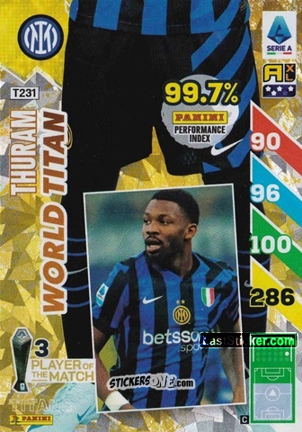 Figurina Marcus Thuram - Calciatori 2024-2025. Adrenalyn XL TITANS
 n. T231 - Panini