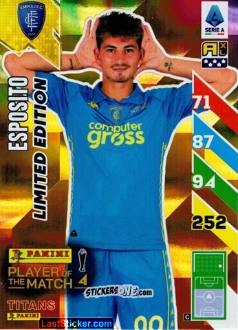 Sticker Sebastiano Esposito - Calciatori 2024-2025. Adrenalyn XL TITANS
 n. LE1 - Panini