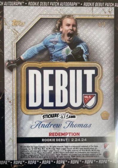 Figurina Andrew Thomas - Finest MLS 2024-2025
 n. DPA-AT - Topps