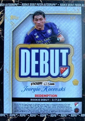 Sticker Jeorgio Kocevski - Finest MLS 2024-2025
 n. DPA-JK - Topps