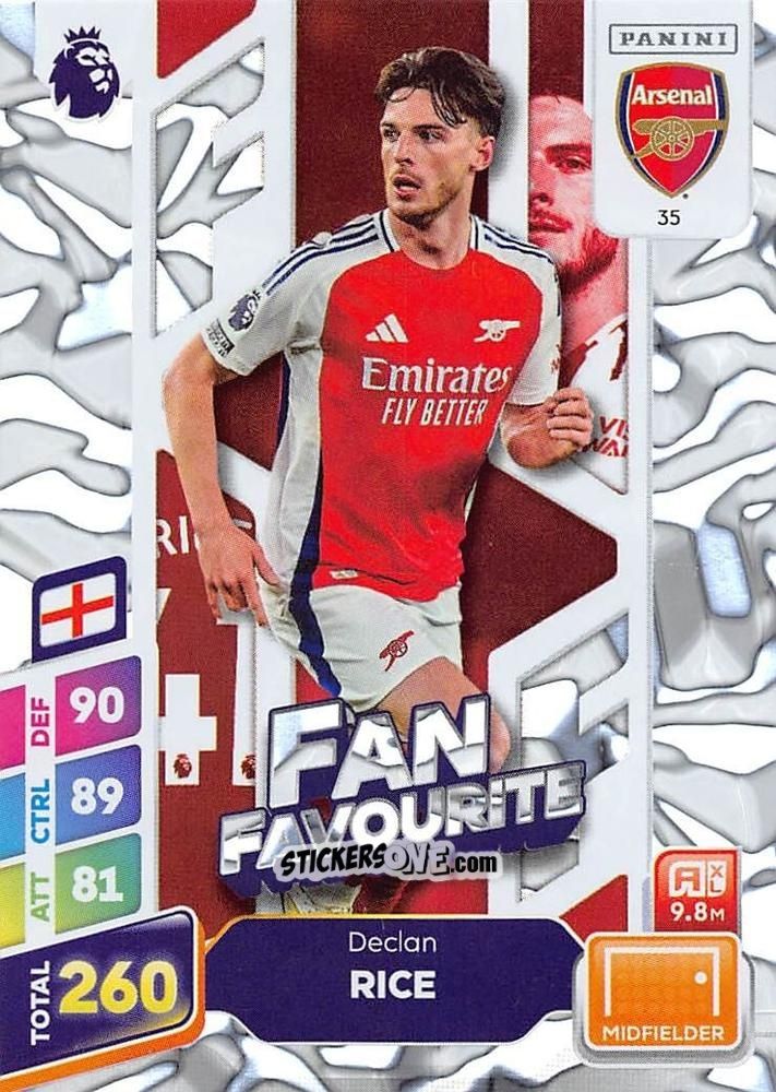 Cromo Declan Rice - English Premier League 2024-2025. Adrenalyn XL Plus
 n. 35 - Panini