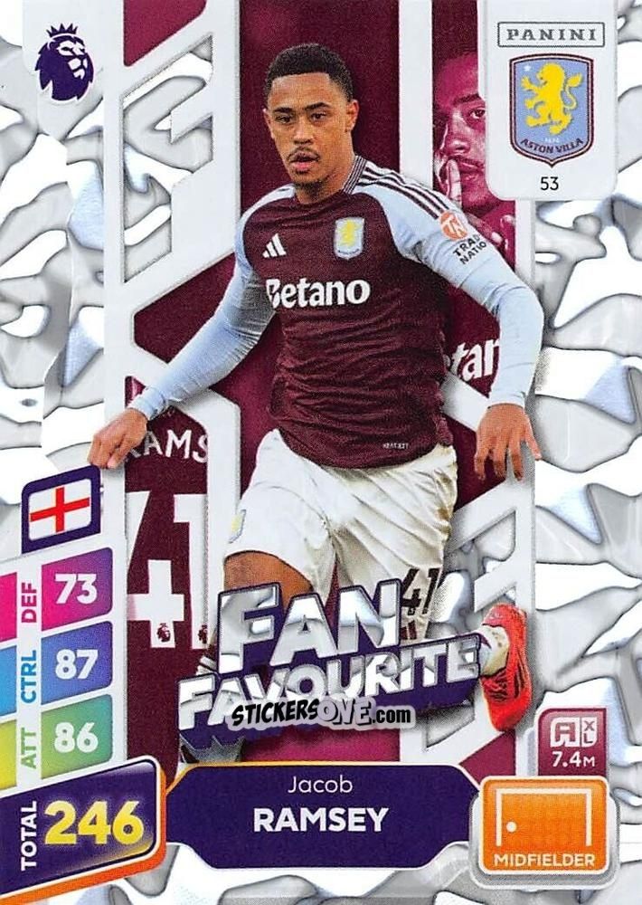 Sticker Jacob Ramsey - English Premier League 2024-2025. Adrenalyn XL Plus
 n. 53 - Panini