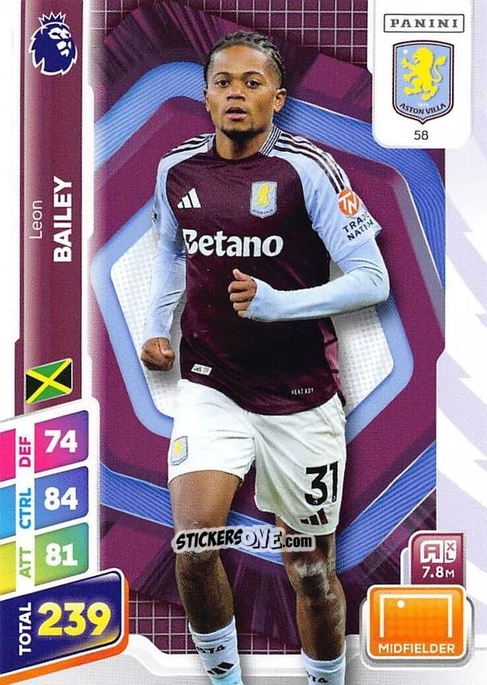 Sticker Leon Bailey - English Premier League 2024-2025. Adrenalyn XL Plus
 n. 58 - Panini