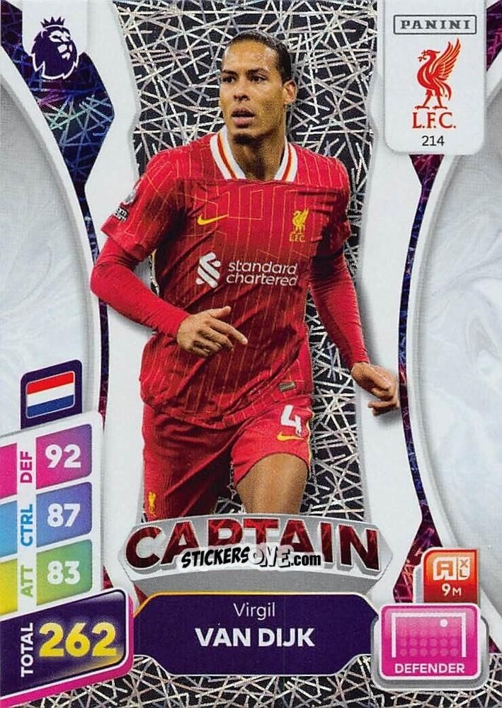 Figurina Virgil Van Dijk - English Premier League 2024-2025. Adrenalyn XL Plus
 n. 214 - Panini